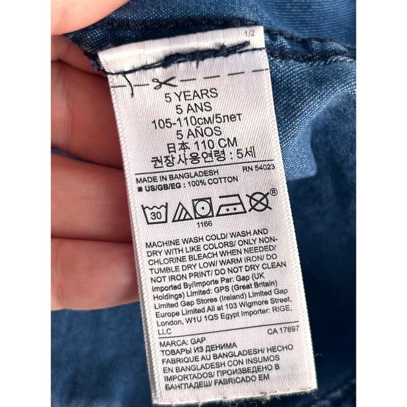 Gap Boys Denim Short Sleeve Button-Up Shirt Westernvibes Blue‎ Size 5 Years - Picture 8 of 10